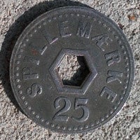 Spillemærke 25, indløses ikke 25 (6-kantet, hexagon, hul) (1)